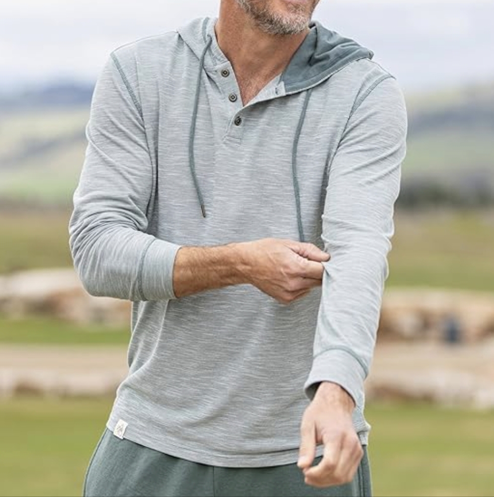 Men's Outdoors Hooded Pullover Performance Henley